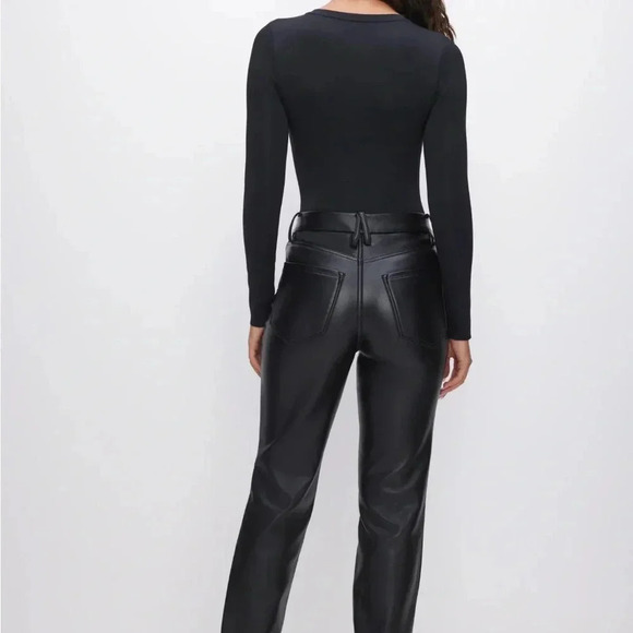 Good american icon faux leather jeans size 25 straight leg bikercore - Picture 4 of 9